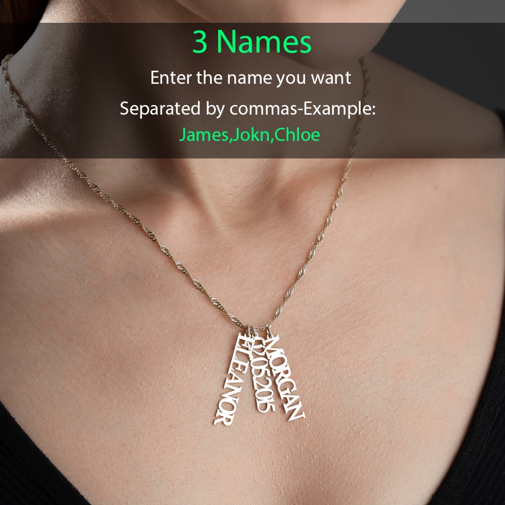 Personalized 18K Gold-Plated Multi-Name Necklace, Family Gift